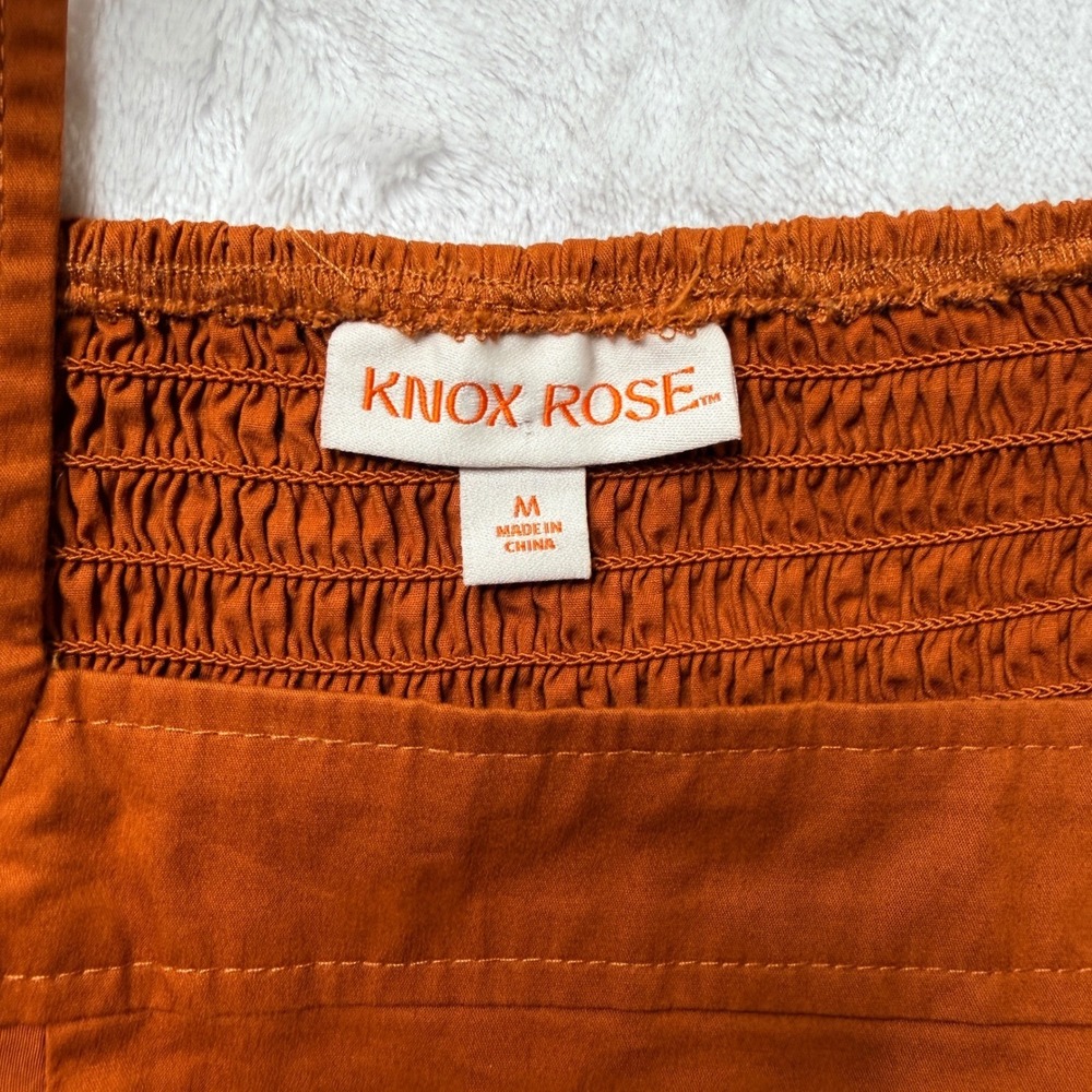 Knox Rose Womens Rust Orange Smocked Midi Dress Pockets, cottage,
prairie, fall - Picture 7 of 10
